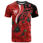 Sydney Swans ANZAC Personalised T Shirt Lest We Forget Poppy Camo