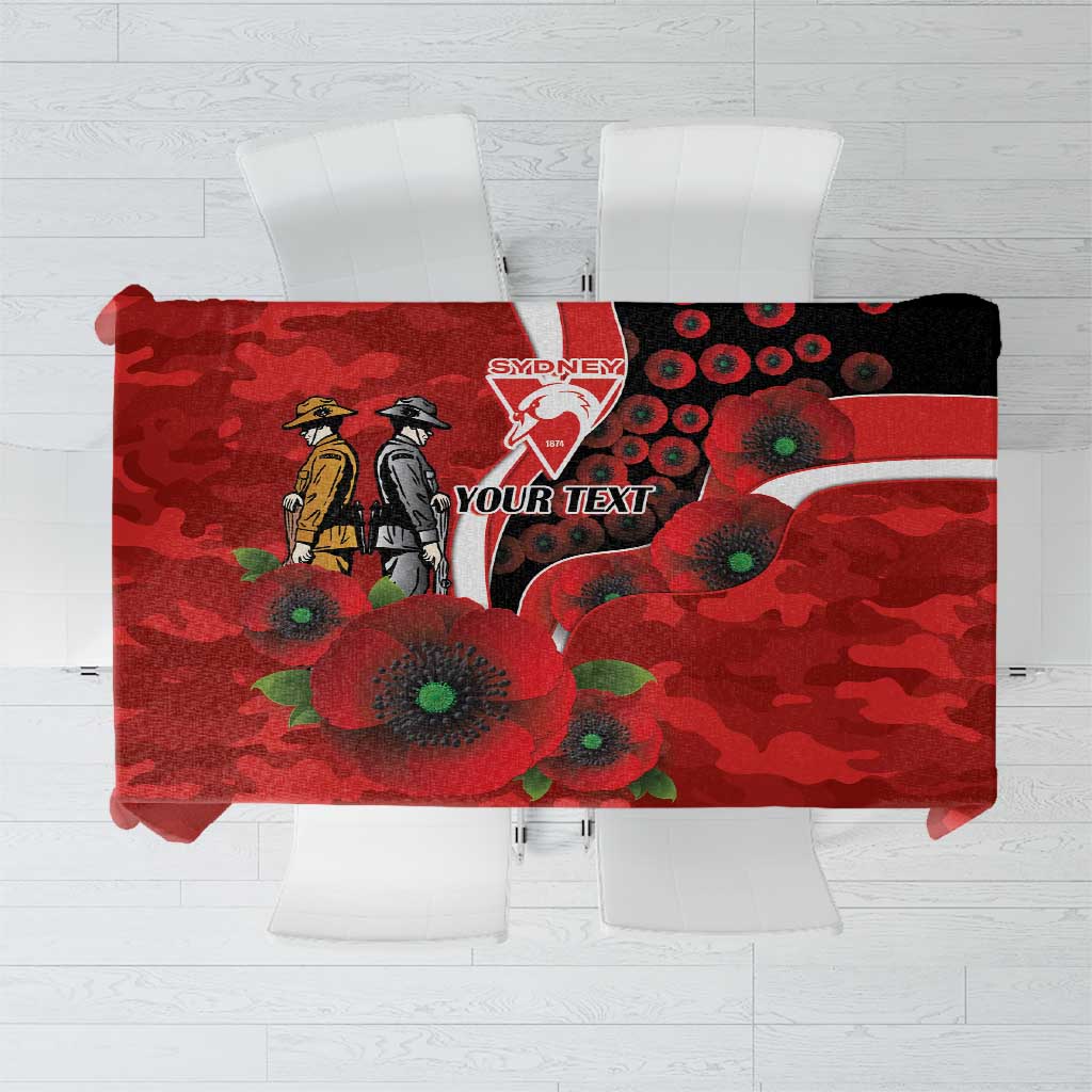 Sydney Swans ANZAC Personalised Tablecloth Lest We Forget Poppy Camo