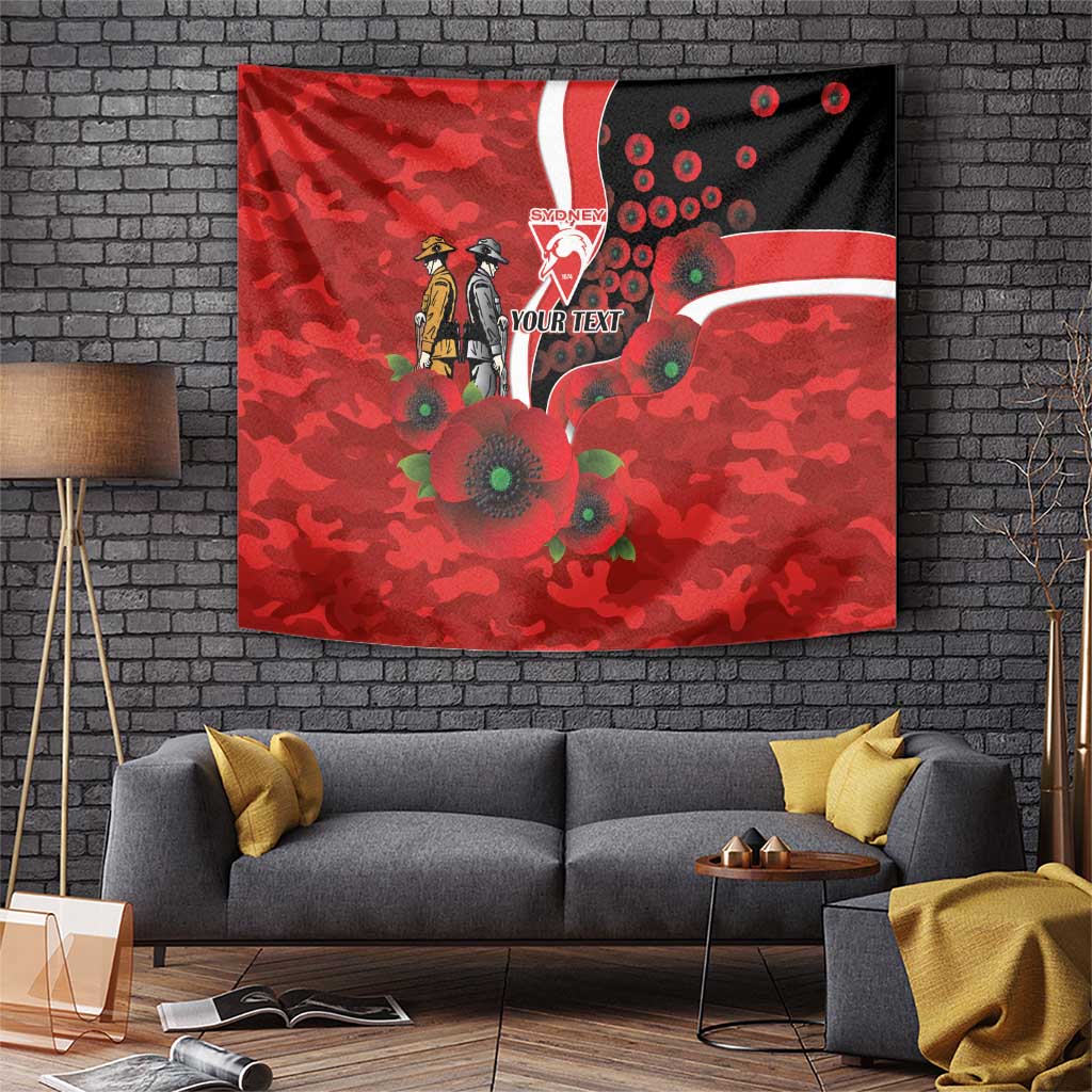 Sydney Swans ANZAC Personalised Tapestry Lest We Forget Poppy Camo