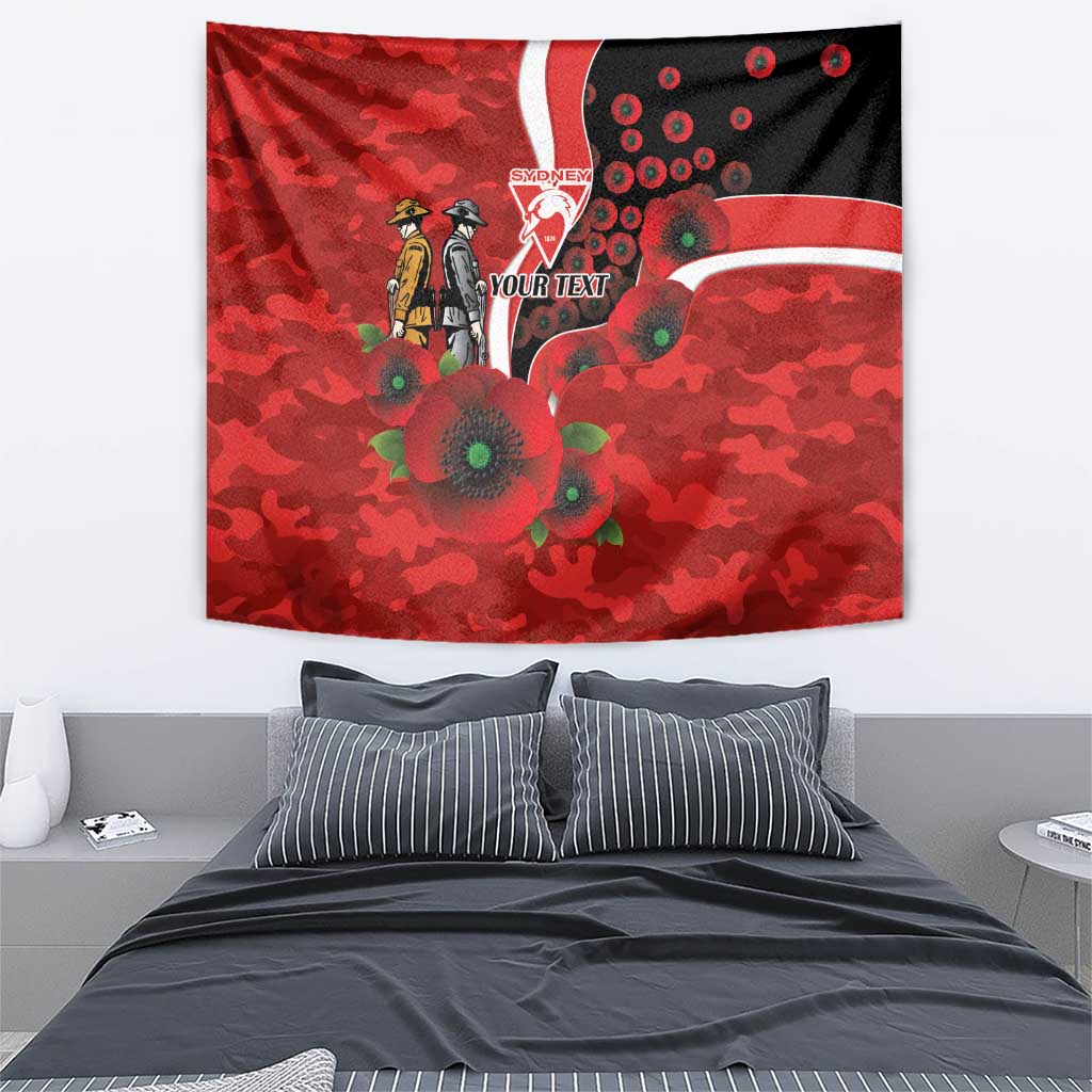 Sydney Swans ANZAC Personalised Tapestry Lest We Forget Poppy Camo