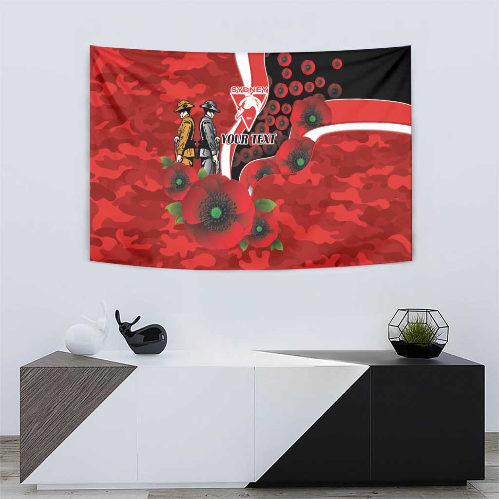 Sydney Swans ANZAC Personalised Tapestry Lest We Forget Poppy Camo