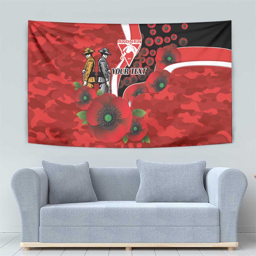 Sydney Swans ANZAC Personalised Tapestry Lest We Forget Poppy Camo