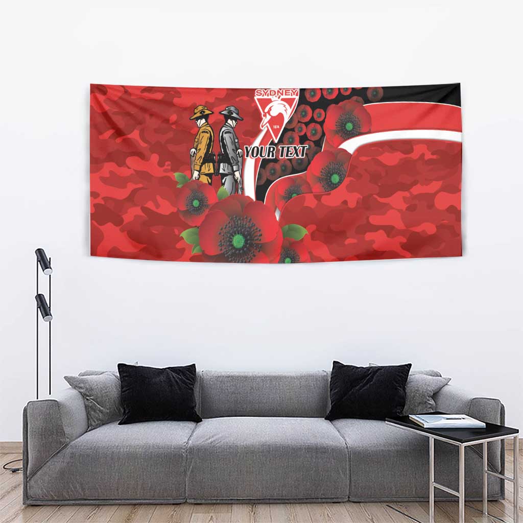 Sydney Swans ANZAC Personalised Tapestry Lest We Forget Poppy Camo