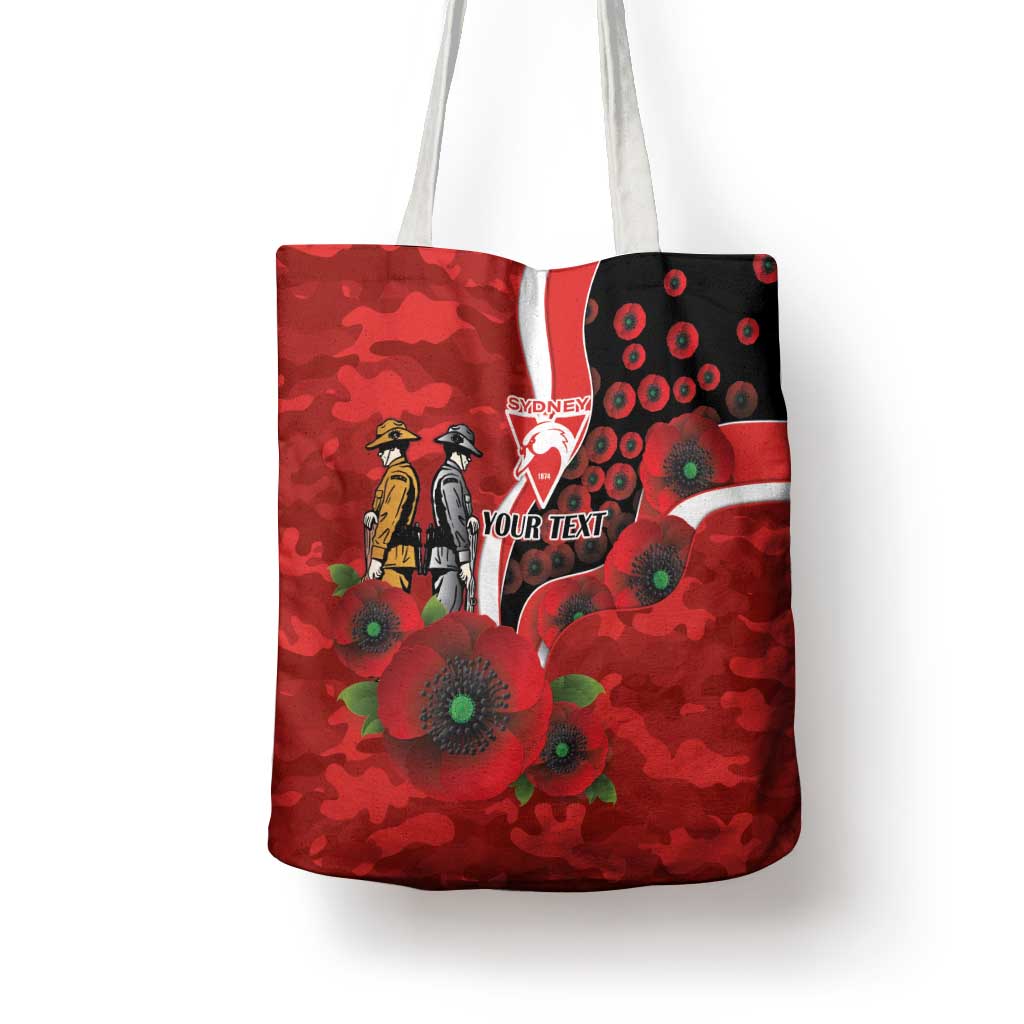 Sydney Swans ANZAC Personalised Tote Bag Lest We Forget Poppy Camo