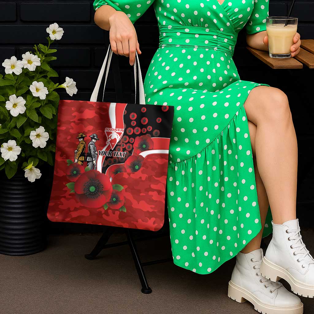 Sydney Swans ANZAC Personalised Tote Bag Lest We Forget Poppy Camo