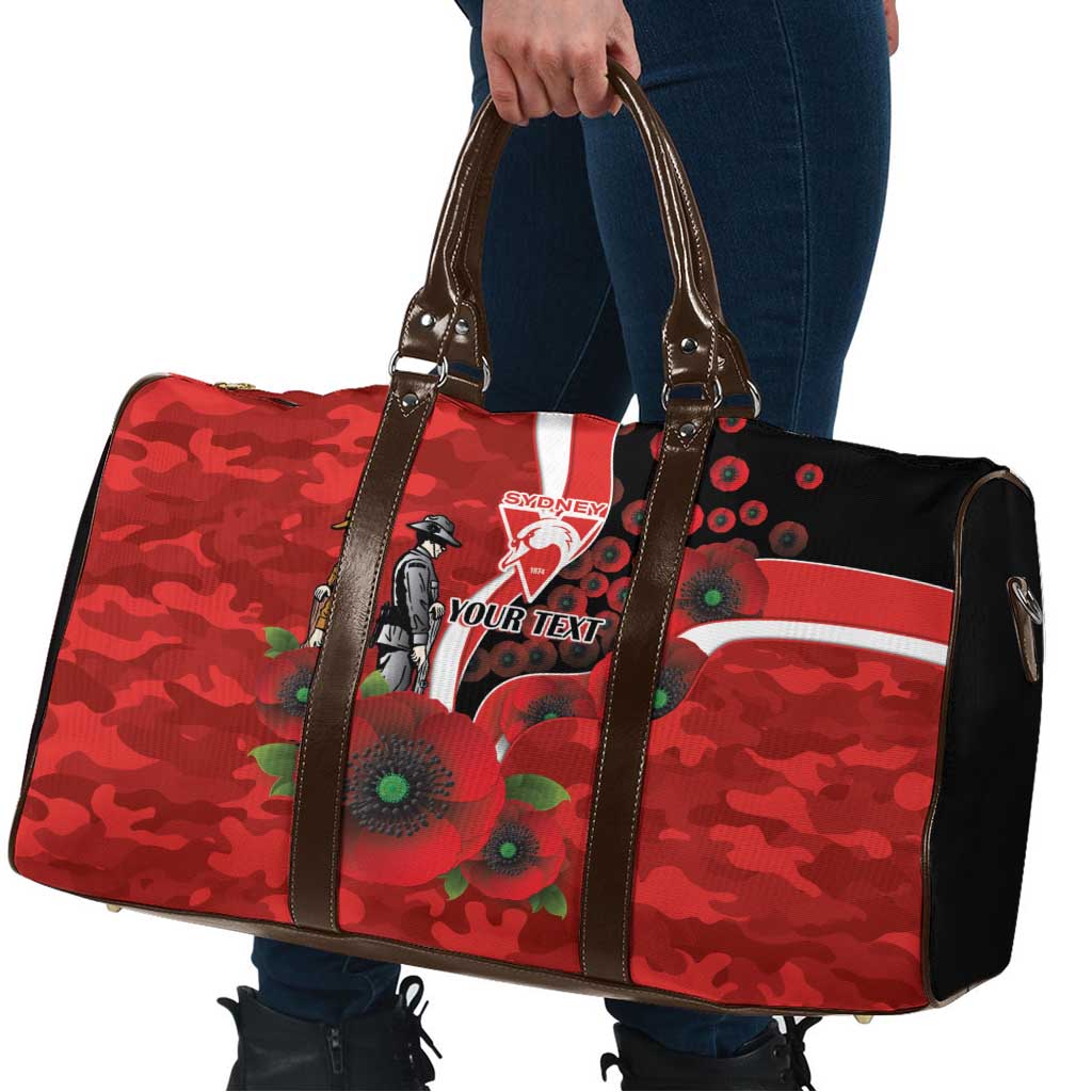 Sydney Swans ANZAC Personalised Travel Bag Lest We Forget Poppy Camo
