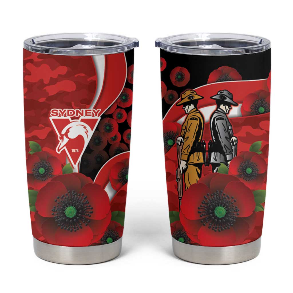 Sydney Swans ANZAC Personalised Tumbler Cup Lest We Forget Poppy Camo