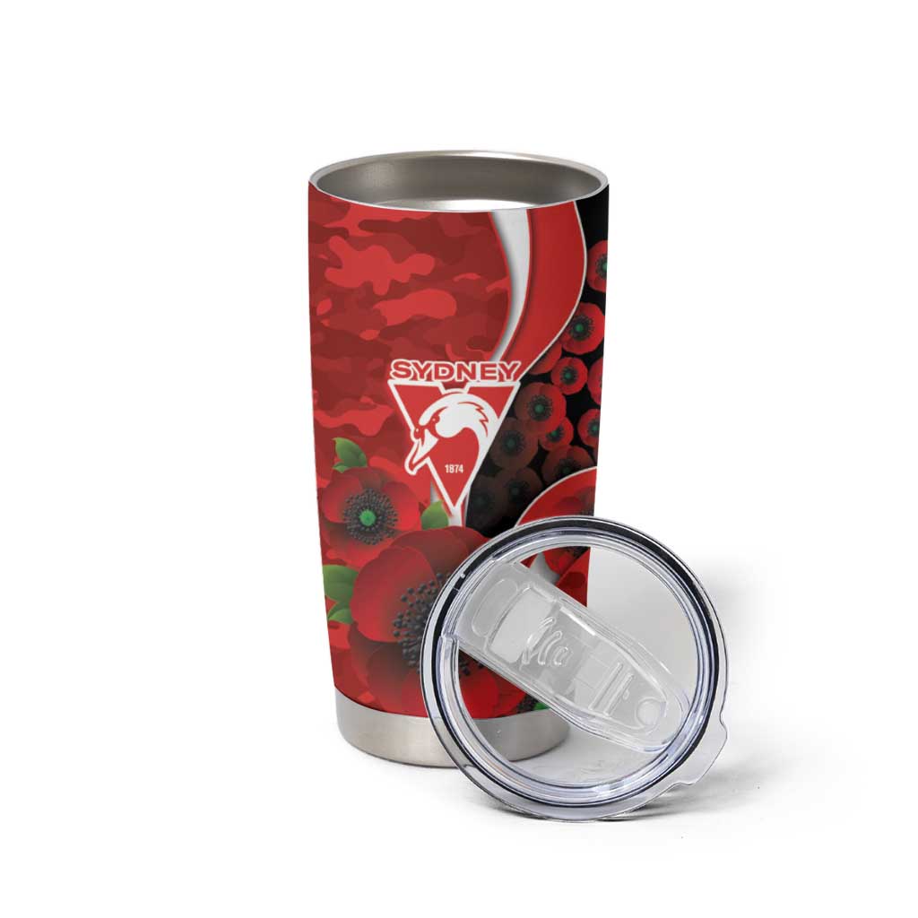 Sydney Swans ANZAC Personalised Tumbler Cup Lest We Forget Poppy Camo