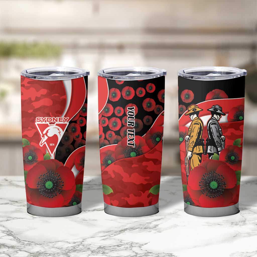 Sydney Swans ANZAC Personalised Tumbler Cup Lest We Forget Poppy Camo