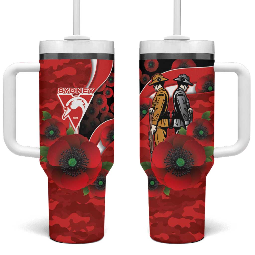 Sydney Swans ANZAC Personalised Tumbler With Handle Lest We Forget Poppy Camo