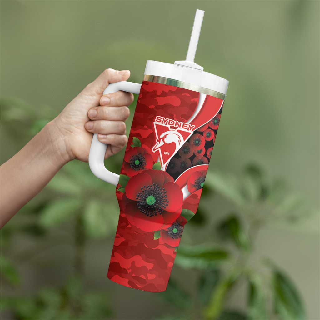 Sydney Swans ANZAC Personalised Tumbler With Handle Lest We Forget Poppy Camo