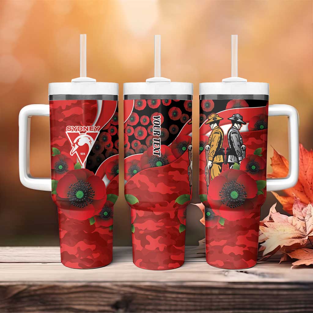 Sydney Swans ANZAC Personalised Tumbler With Handle Lest We Forget Poppy Camo