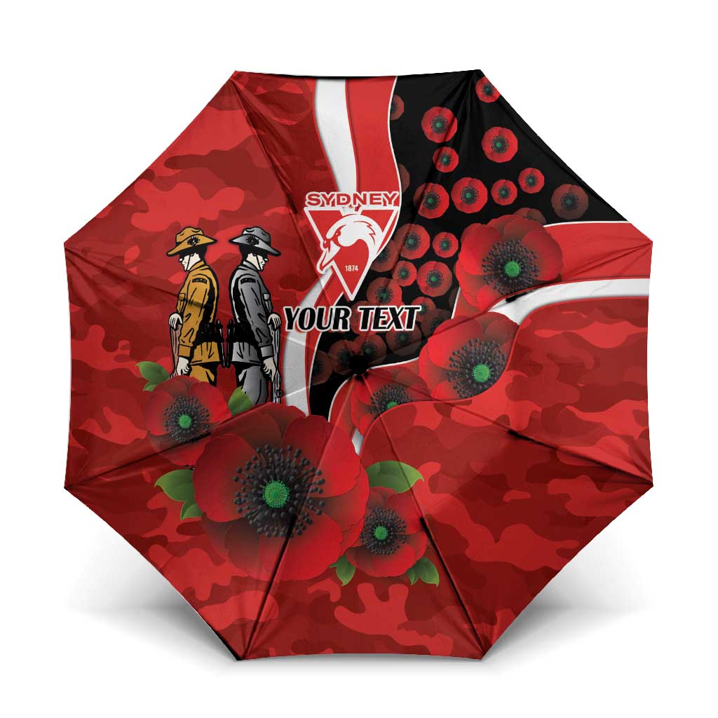 Sydney Swans ANZAC Personalised Umbrella Lest We Forget Poppy Camo
