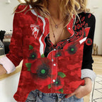 Sydney Swans ANZAC Personalised Women Casual Shirt Lest We Forget Poppy Camo