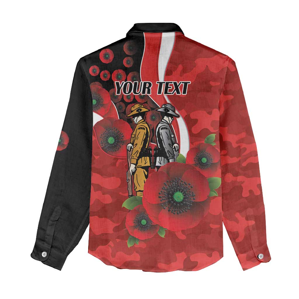 Sydney Swans ANZAC Personalised Women Casual Shirt Lest We Forget Poppy Camo