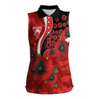 Sydney Swans ANZAC Personalised Women Sleeveless Polo Shirt Lest We Forget Poppy Camo