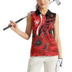 Sydney Swans ANZAC Personalised Women Sleeveless Polo Shirt Lest We Forget Poppy Camo