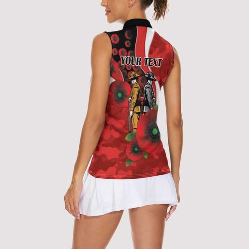 Sydney Swans ANZAC Personalised Women Sleeveless Polo Shirt Lest We Forget Poppy Camo