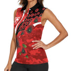 Sydney Swans ANZAC Personalised Women Sleeveless Polo Shirt Lest We Forget Poppy Camo