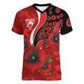 Sydney Swans ANZAC Personalised Women V-Neck T-Shirt Lest We Forget Poppy Camo
