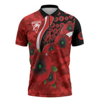 Sydney Swans ANZAC Personalised Zipper Polo Shirt Lest We Forget Poppy Camo