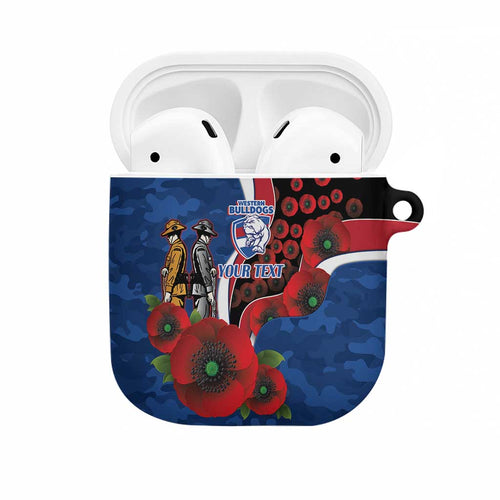 Western Bulldogs ANZAC Personalised AirPods Case Lest We Forget Poppy Camo