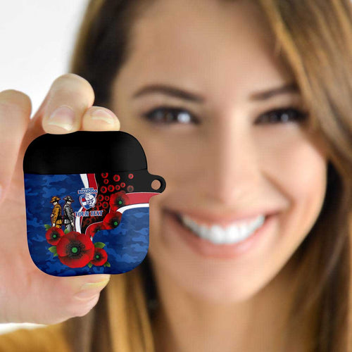 Western Bulldogs ANZAC Personalised AirPods Case Lest We Forget Poppy Camo