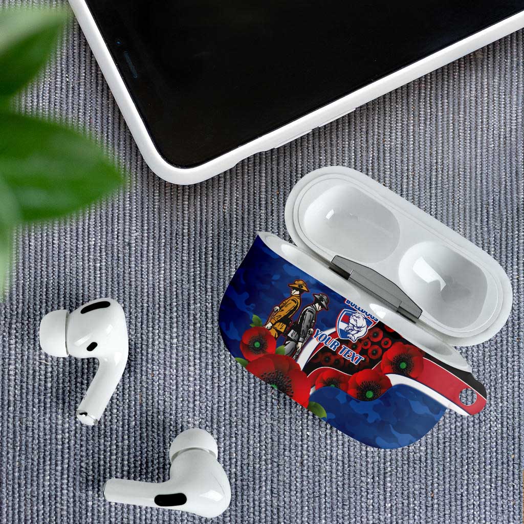 Western Bulldogs ANZAC Personalised AirPods Case Lest We Forget Poppy Camo
