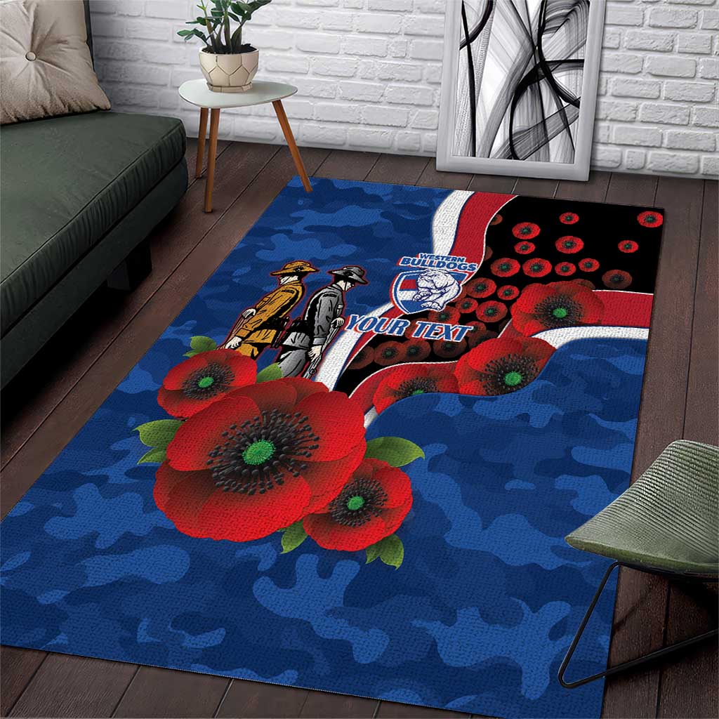 Western Bulldogs ANZAC Personalised Area Rug Lest We Forget Poppy Camo