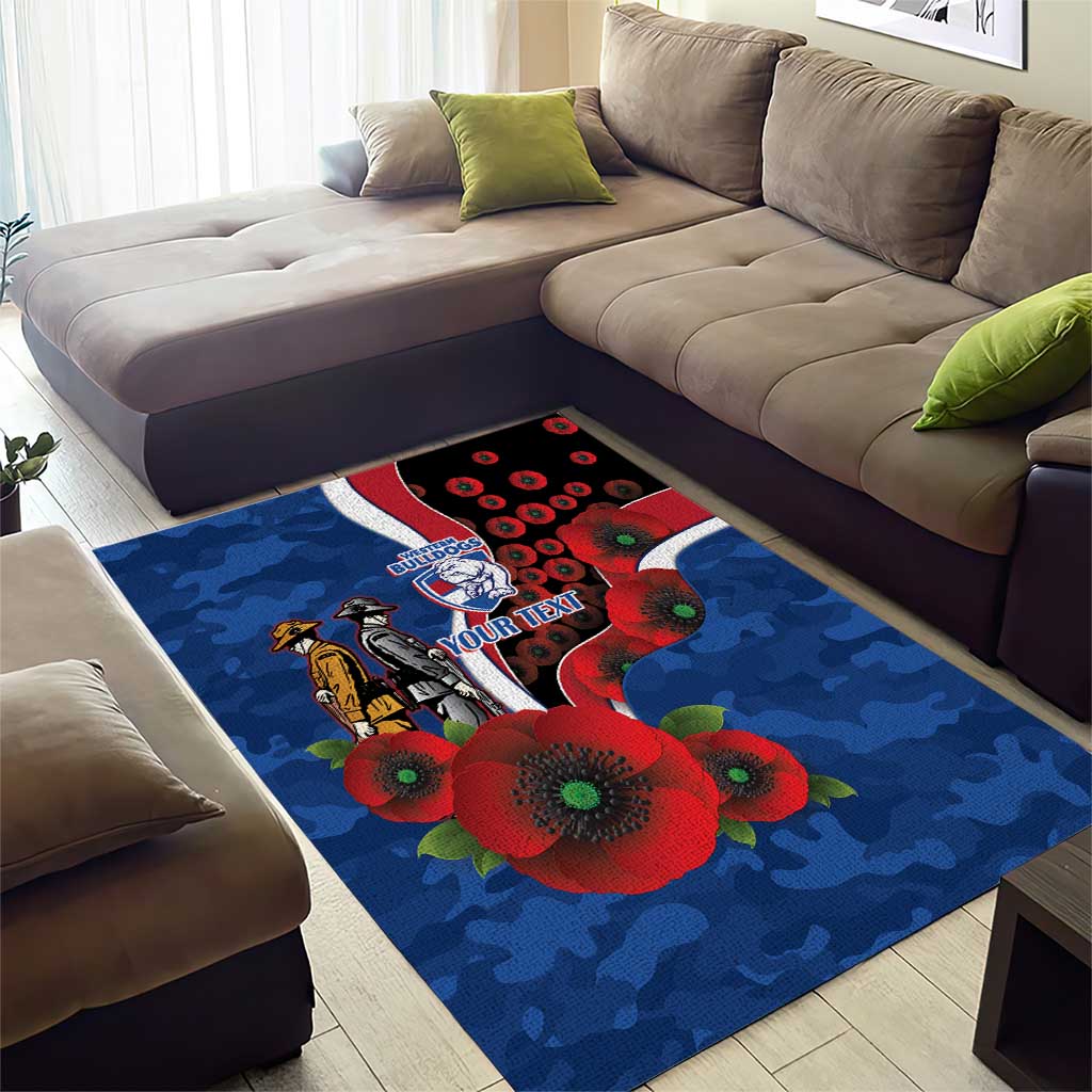 Western Bulldogs ANZAC Personalised Area Rug Lest We Forget Poppy Camo