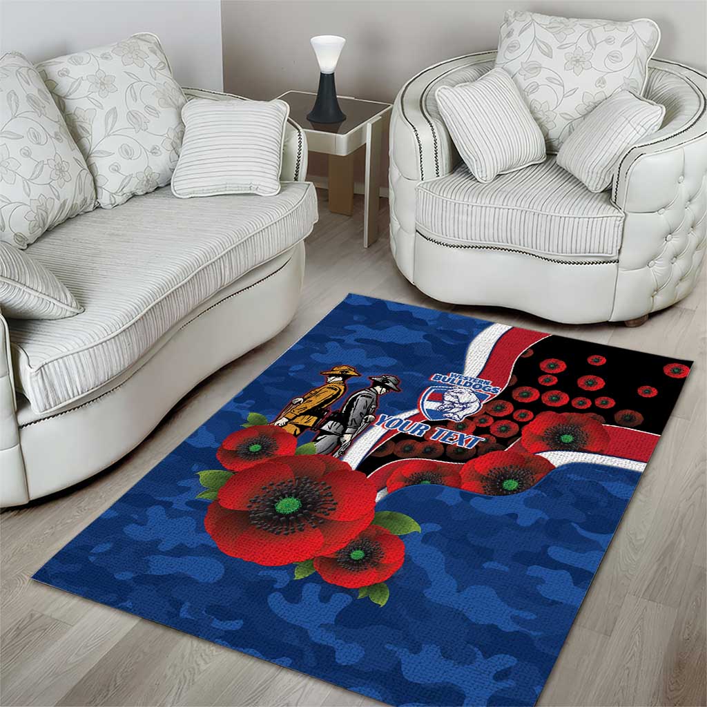 Western Bulldogs ANZAC Personalised Area Rug Lest We Forget Poppy Camo