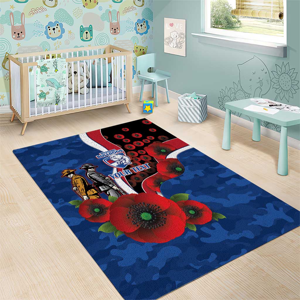 Western Bulldogs ANZAC Personalised Area Rug Lest We Forget Poppy Camo