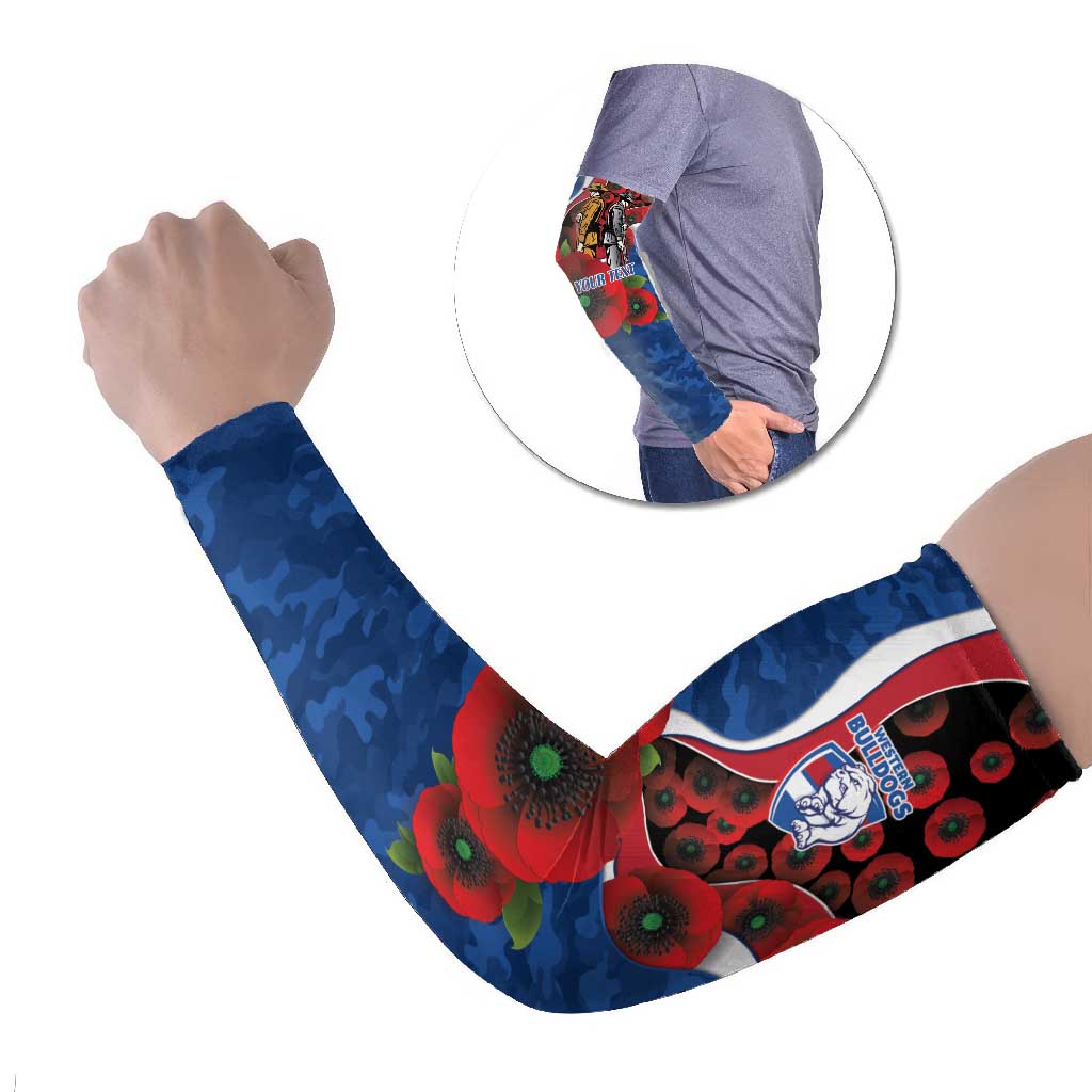 Western Bulldogs ANZAC Personalised Arm Sleeves Lest We Forget Poppy Camo