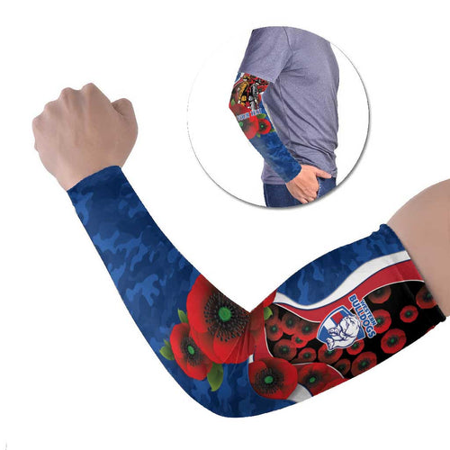 Western Bulldogs ANZAC Personalised Arm Sleeves Lest We Forget Poppy Camo