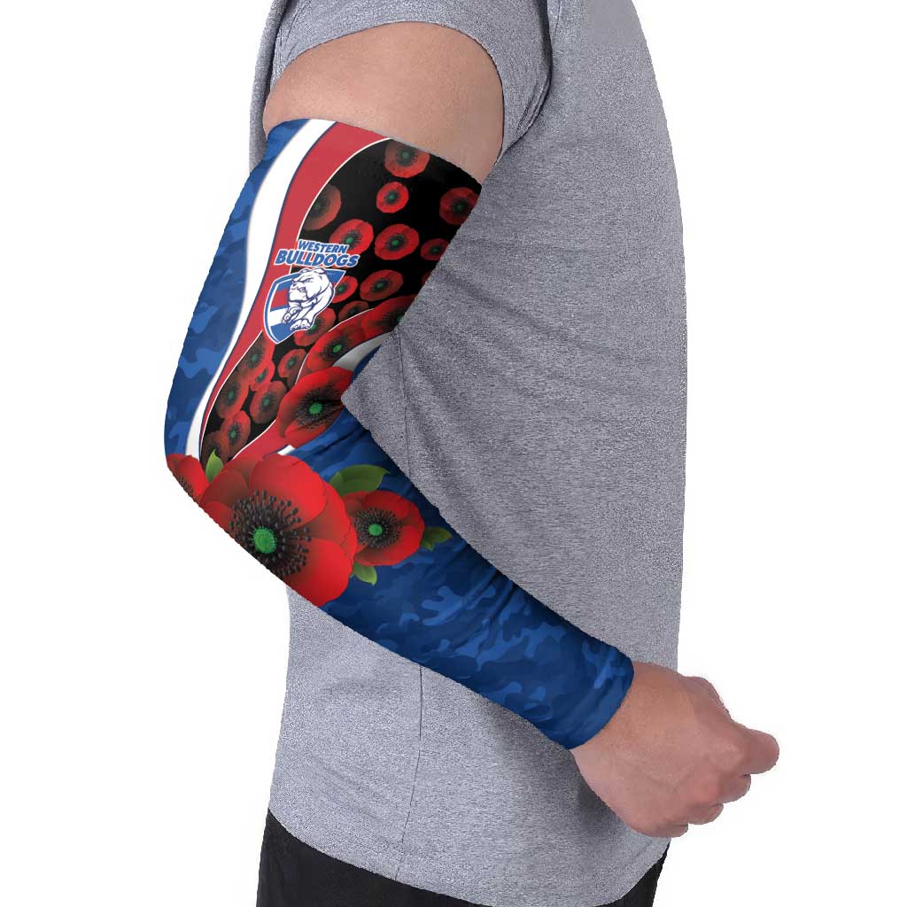 Western Bulldogs ANZAC Personalised Arm Sleeves Lest We Forget Poppy Camo
