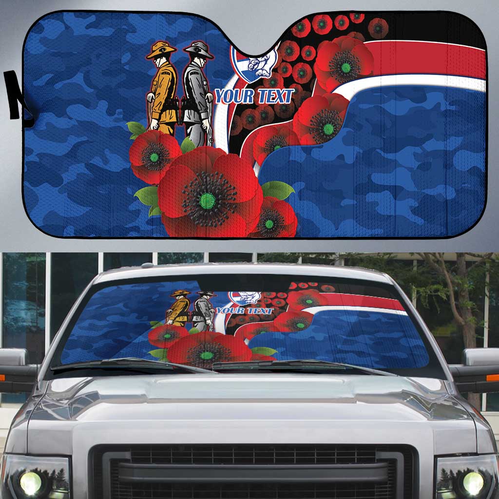 Western Bulldogs ANZAC Personalised Auto Sun Shade Lest We Forget Poppy Camo