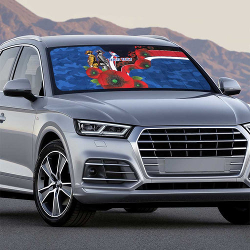 Western Bulldogs ANZAC Personalised Auto Sun Shade Lest We Forget Poppy Camo