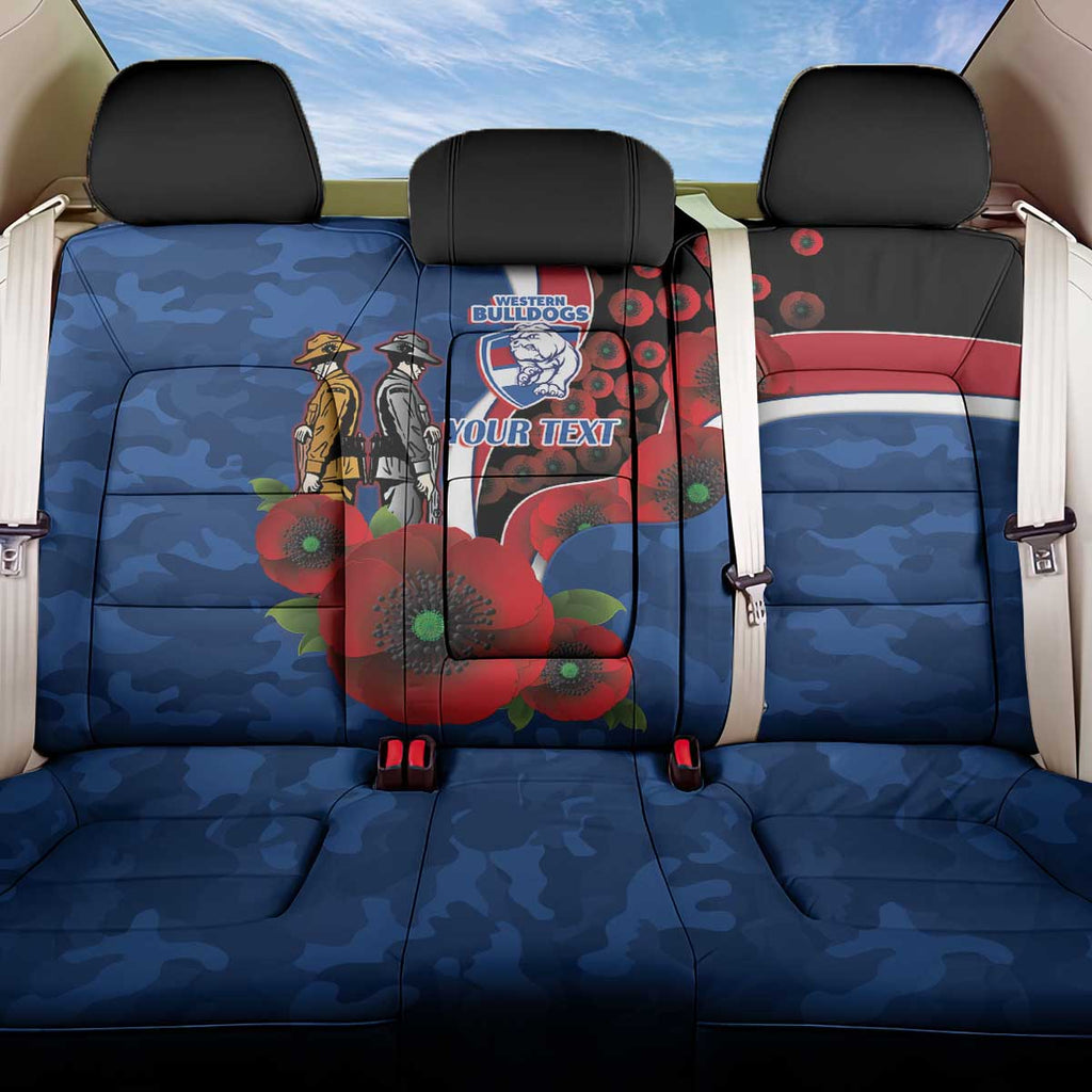 Western Bulldogs ANZAC Personalised Back Car Seat Cover Lest We Forget Poppy Camo
