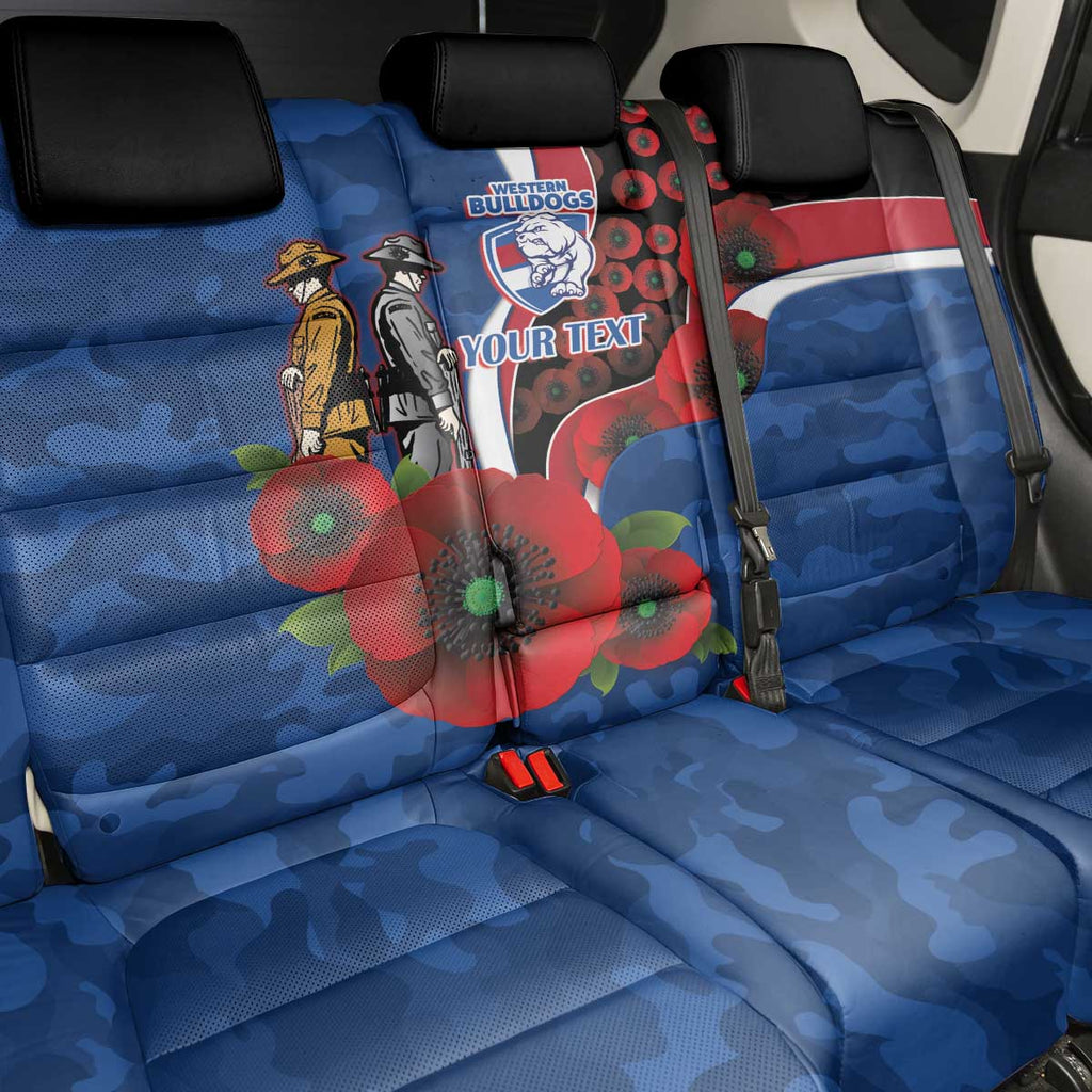 Western Bulldogs ANZAC Personalised Back Car Seat Cover Lest We Forget Poppy Camo