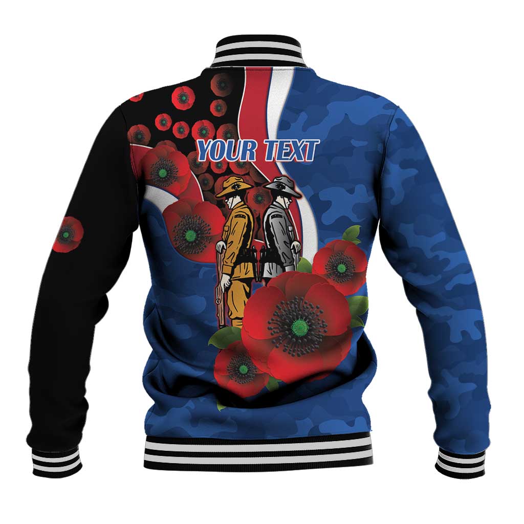 Western Bulldogs ANZAC Personalised Baseball Jacket Lest We Forget Poppy Camo