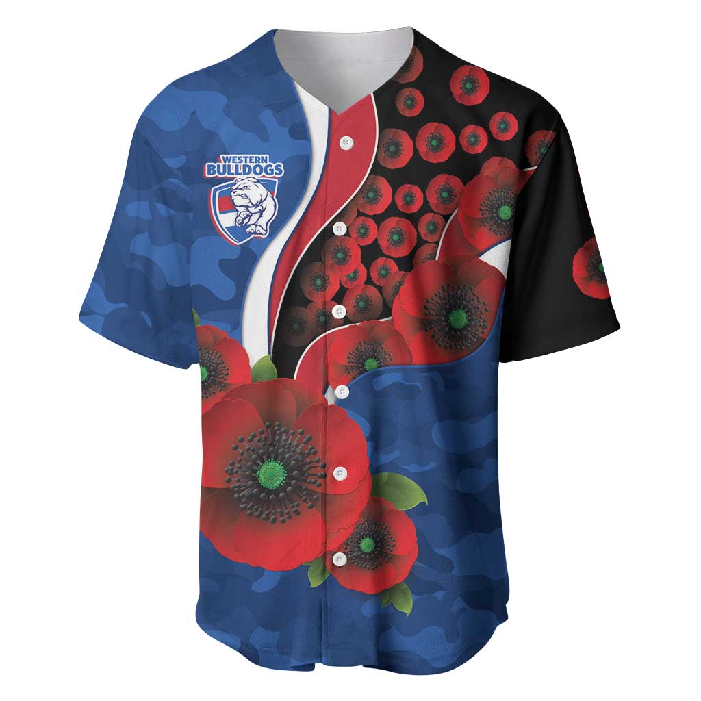Western Bulldogs ANZAC Personalised Baseball Jersey Lest We Forget Poppy Camo