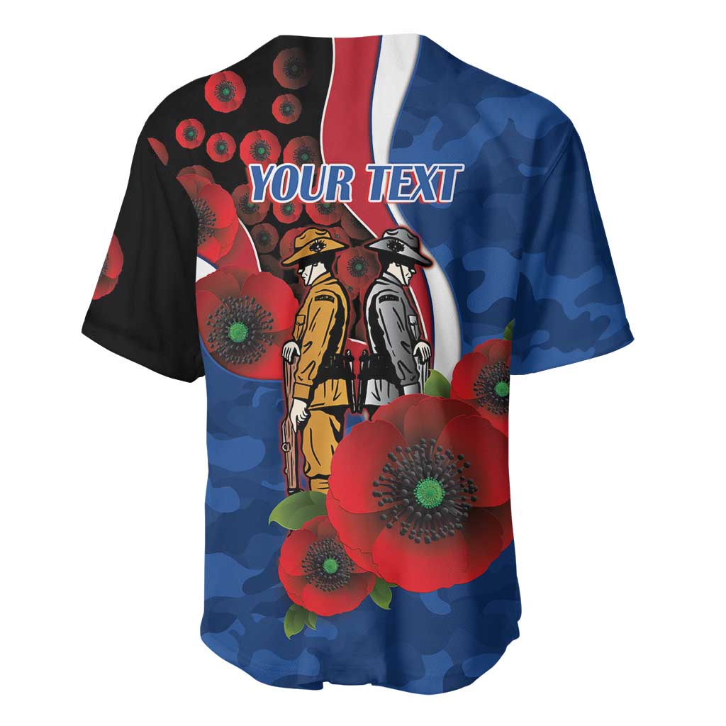 Western Bulldogs ANZAC Personalised Baseball Jersey Lest We Forget Poppy Camo