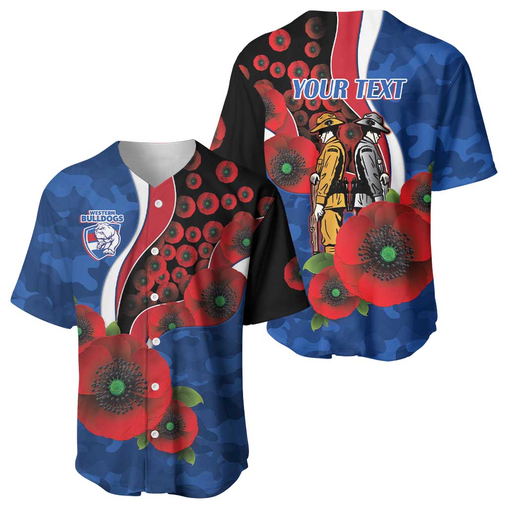 Western Bulldogs ANZAC Personalised Baseball Jersey Lest We Forget Poppy Camo