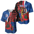 Western Bulldogs ANZAC Personalised Baseball Jersey Lest We Forget Poppy Camo
