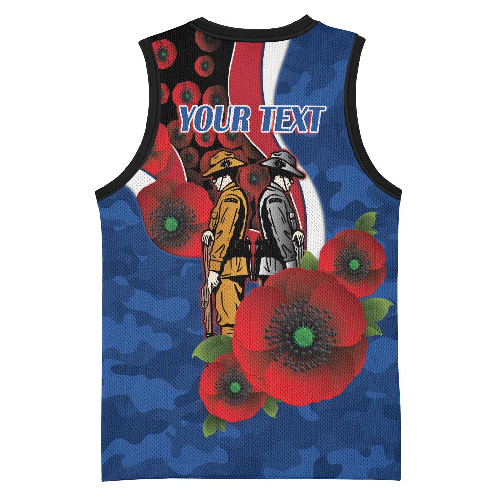 Western Bulldogs ANZAC Personalised Basketball Jersey Lest We Forget Poppy Camo