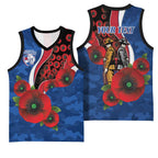 Western Bulldogs ANZAC Personalised Basketball Jersey Lest We Forget Poppy Camo