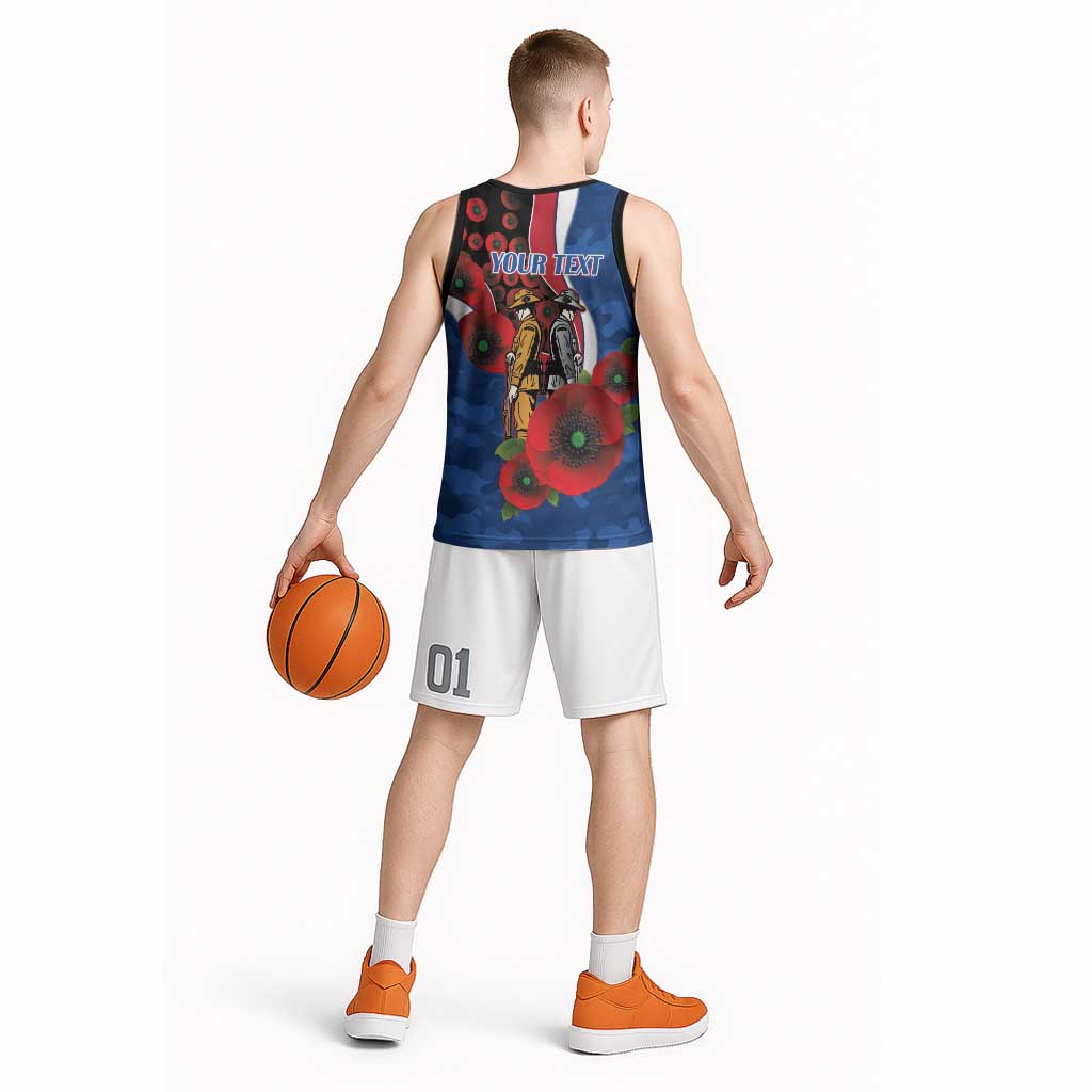 Western Bulldogs ANZAC Personalised Basketball Jersey Lest We Forget Poppy Camo