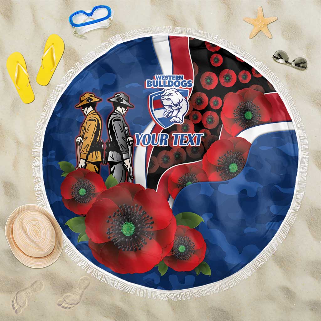Western Bulldogs ANZAC Personalised Beach Blanket Lest We Forget Poppy Camo