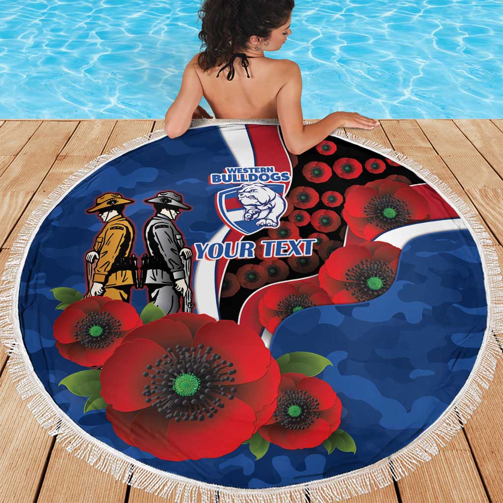 Western Bulldogs ANZAC Personalised Beach Blanket Lest We Forget Poppy Camo
