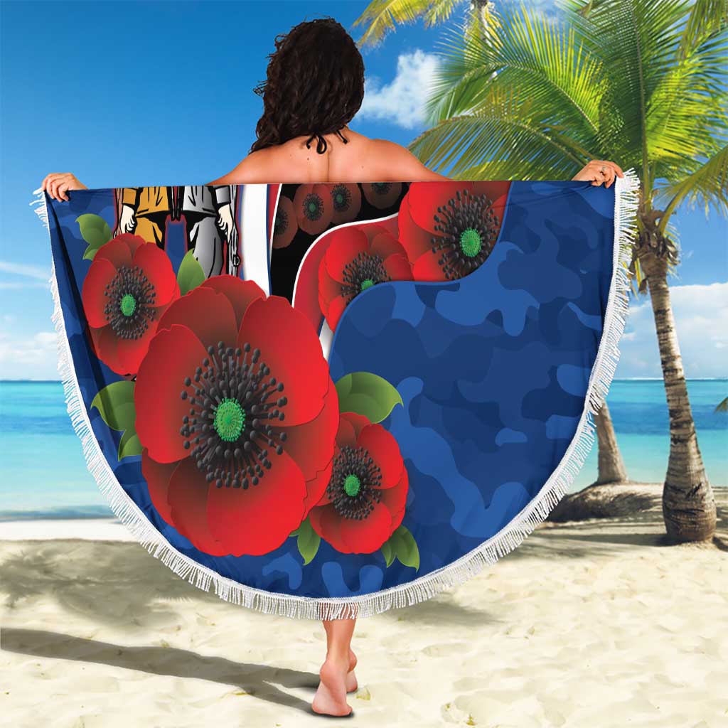 Western Bulldogs ANZAC Personalised Beach Blanket Lest We Forget Poppy Camo